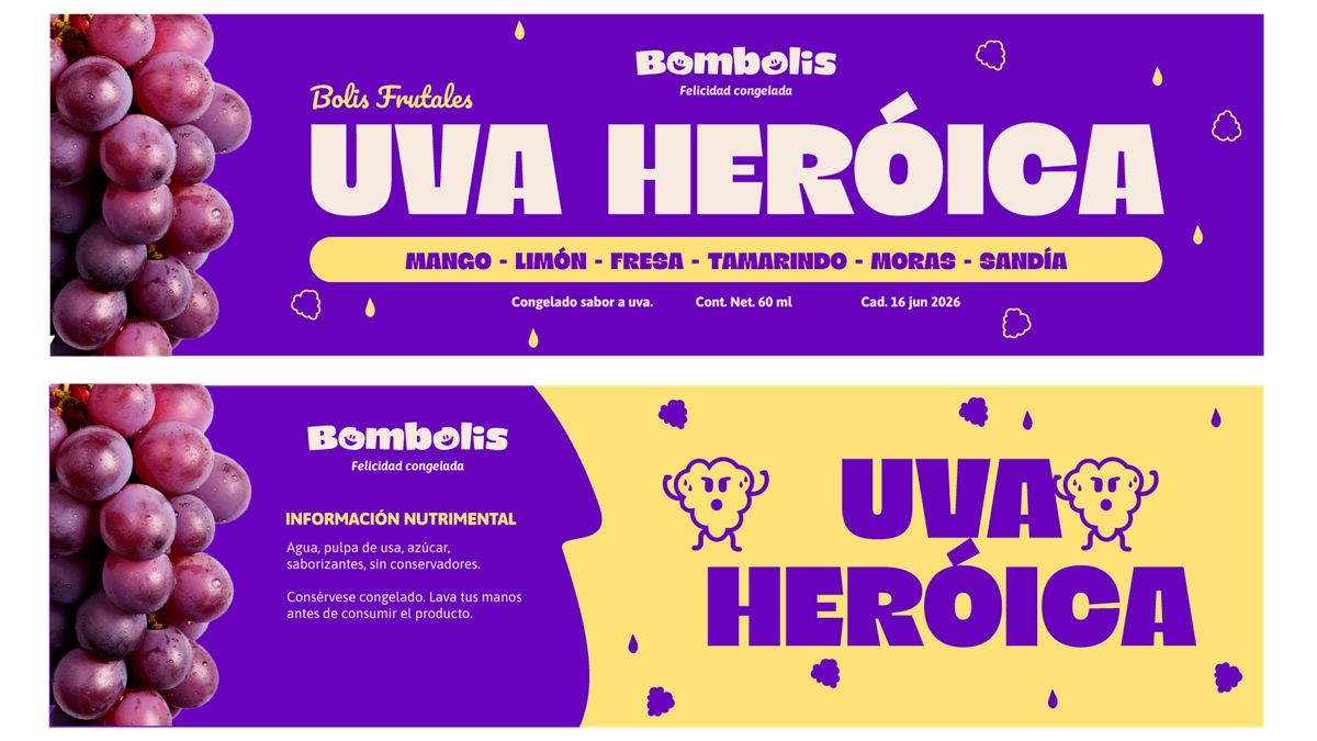 Empaque Bombolis sabor uva